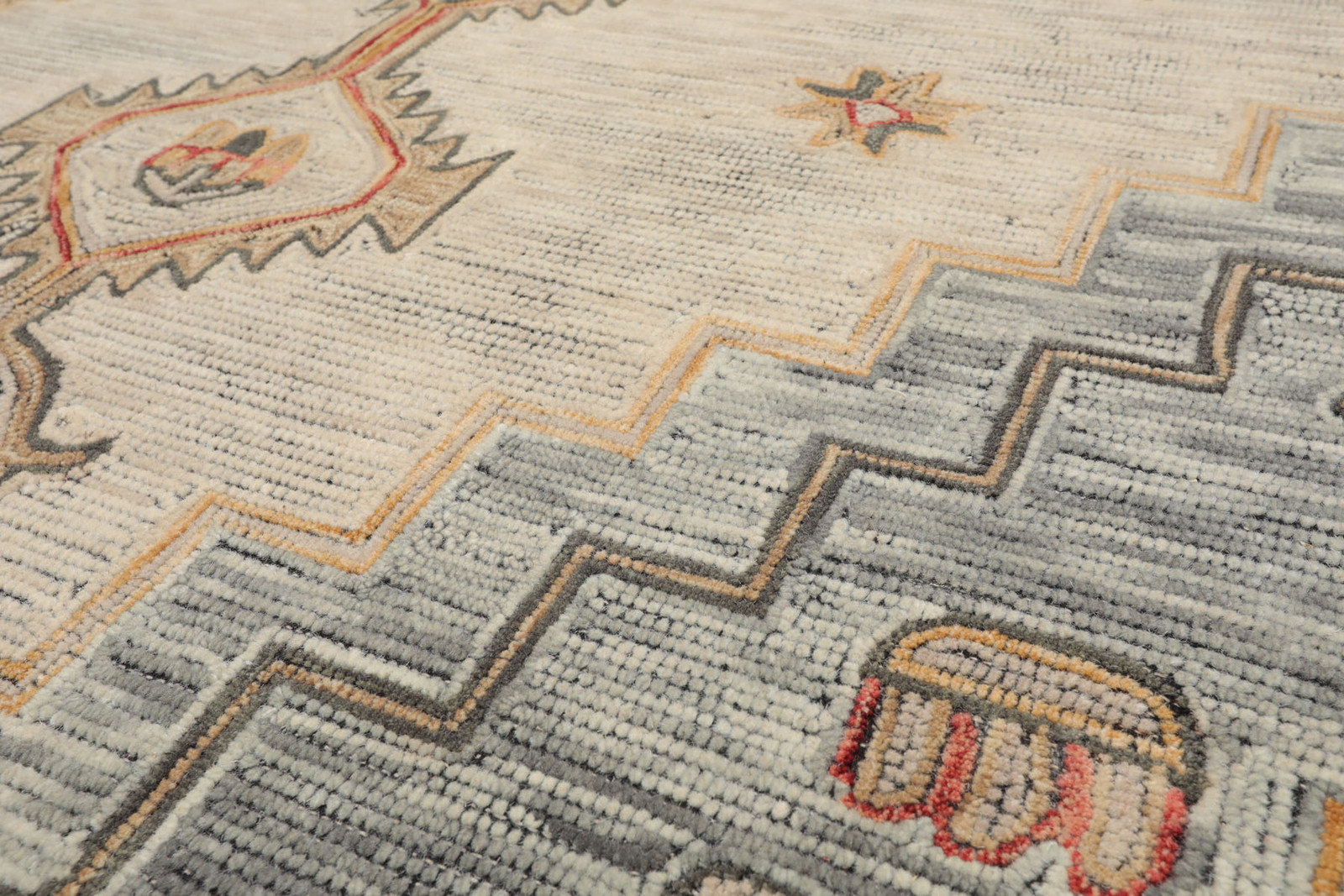 Multi Size Ivory Hand Knotted LoomBloom Traditional Arts & Crafts Wool Area Rug