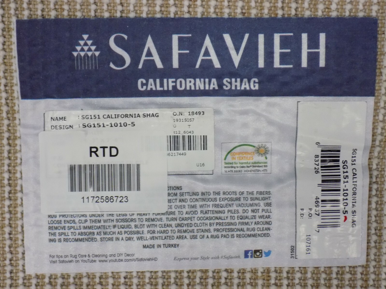 WHITE 5′-3″ X 7′-6″ Stained Rug, Reduced Price 1172586723 SG151-1010-5