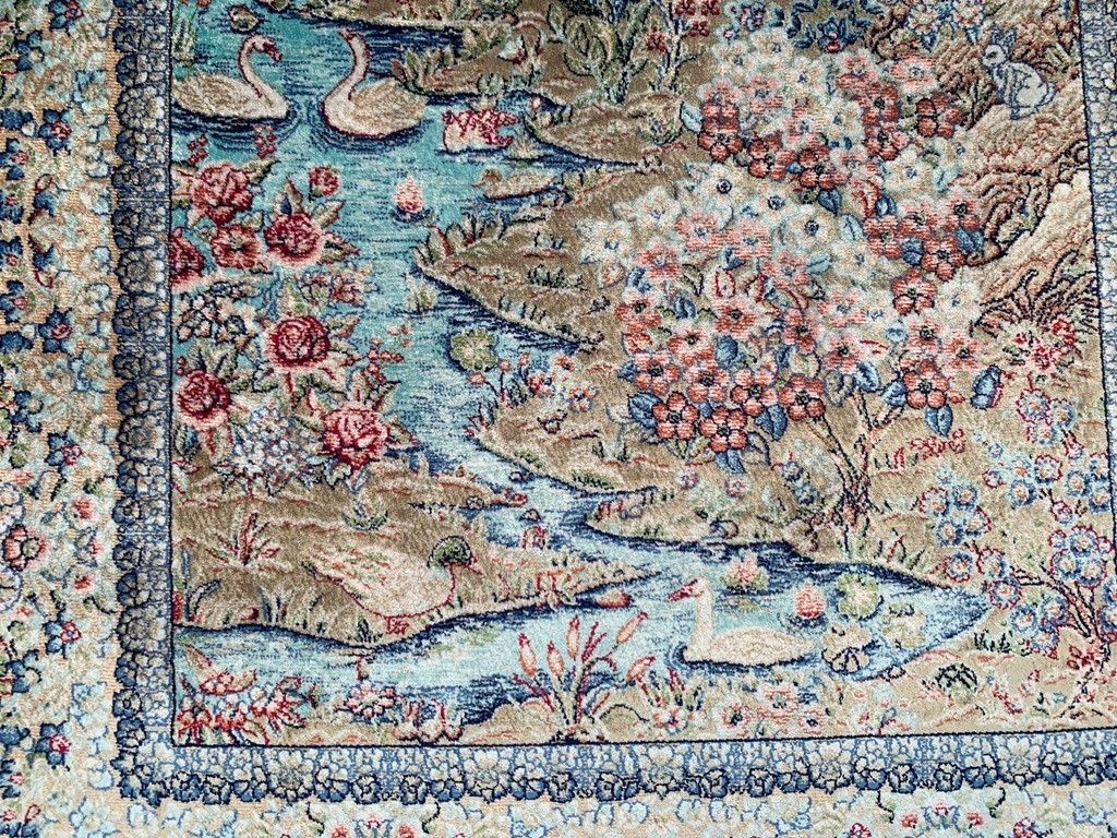 2×3 ft Luxury Silky Rug Traditional Wall Hanging Rug Pictorial Silk Tapestry Rug