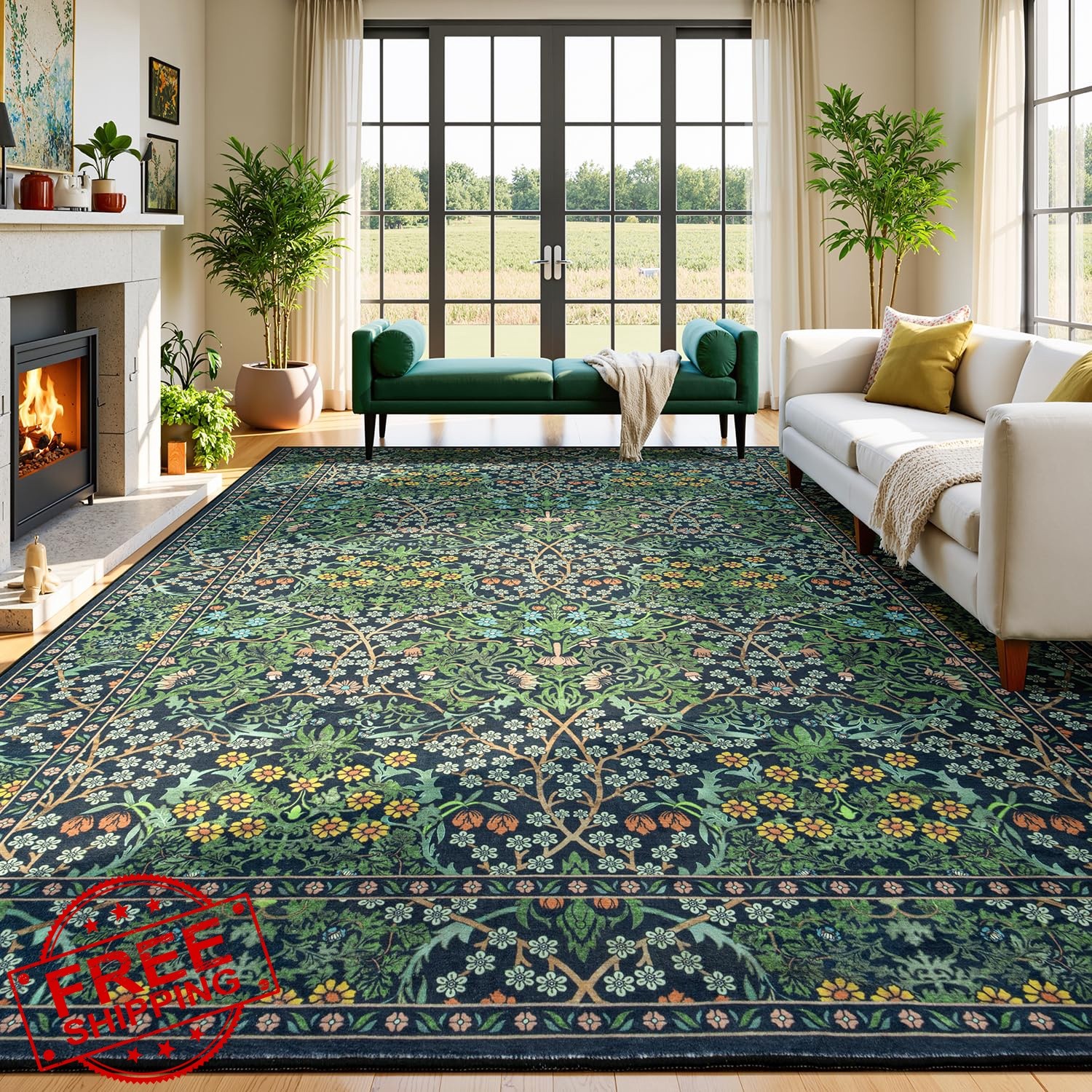 Lessymo Forest Green Rug 8×10