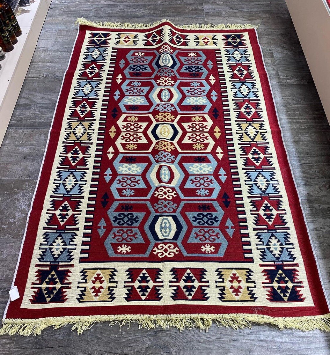 NEW ALBANIA KOSOVA ARTISAN KILIM CARPET RUG-MULTICOLOR-COTTON-120 CM X 180 CM