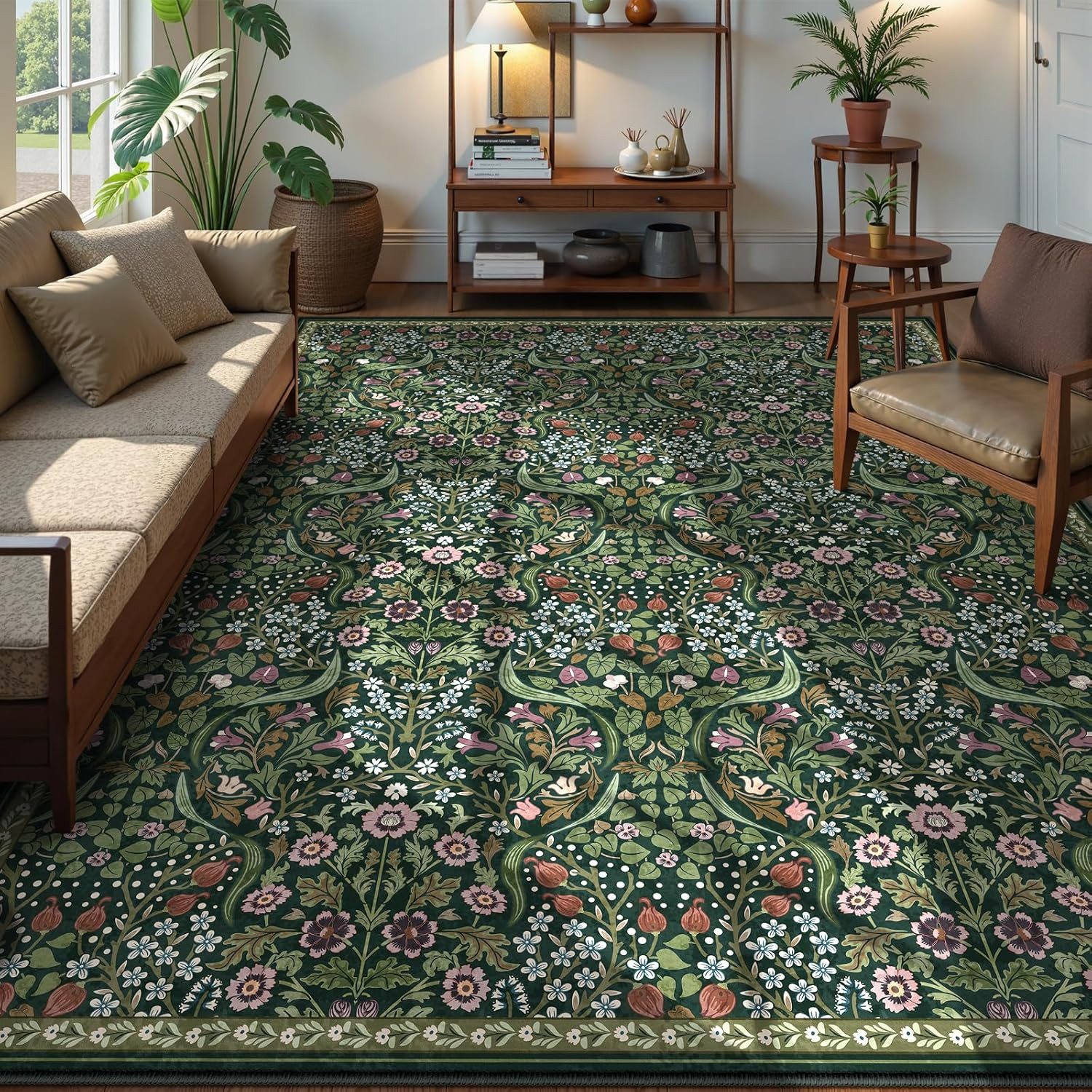 Claude Floral 9×12 Area Rug – Soft Non-Slip Carpet for Living Room & Bedroom
