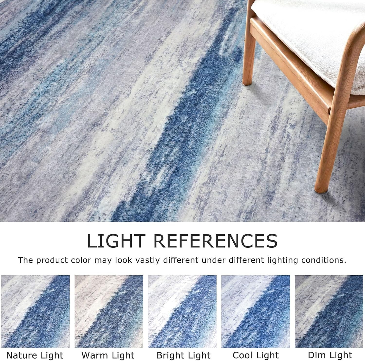 Washable Area Rug 5×7 Modern Ombre Thin Rugs for Living Room Non-Slip Soft St…