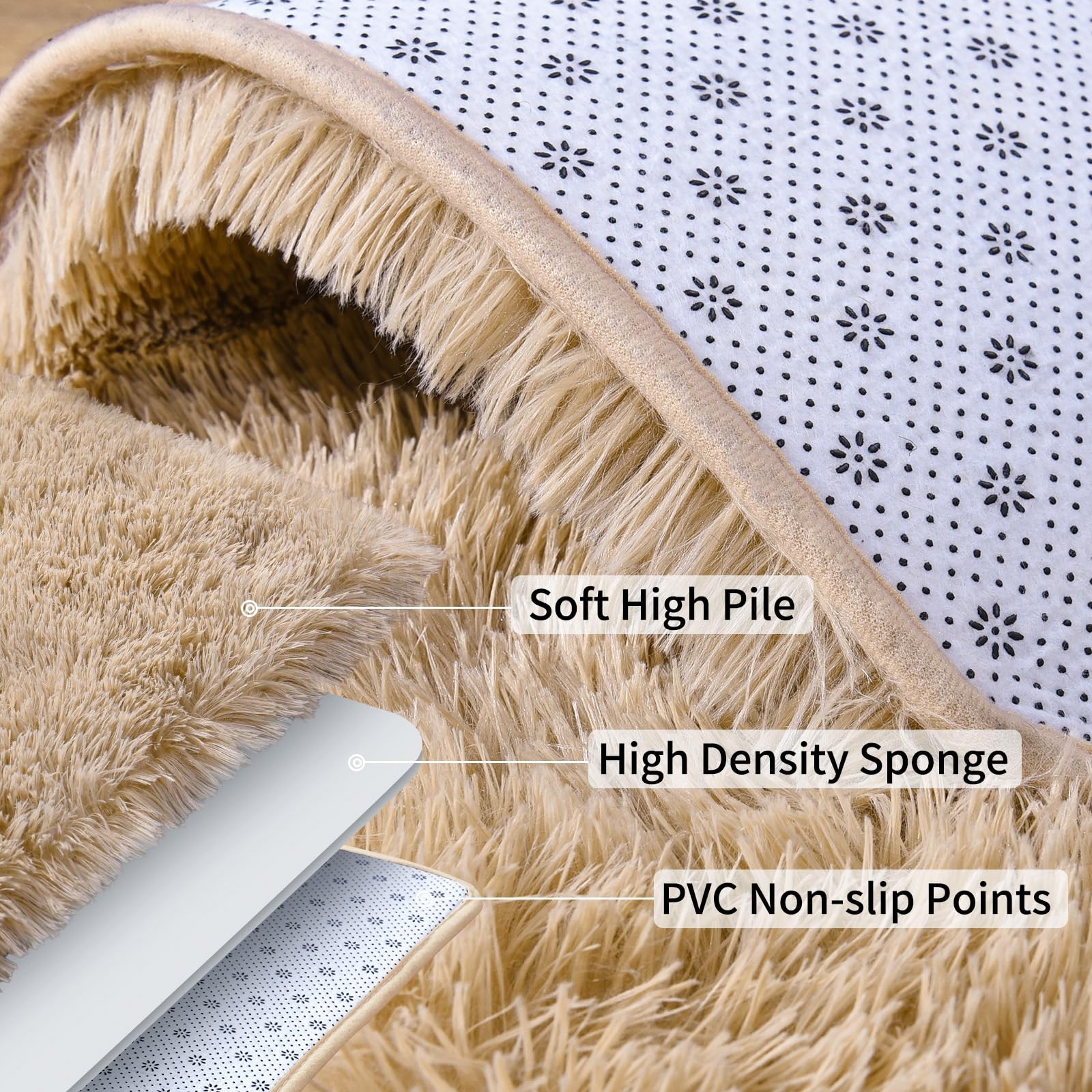 2×6 Beige Shag Runner Rug Soft Plush Non Slip Hallway Carpet