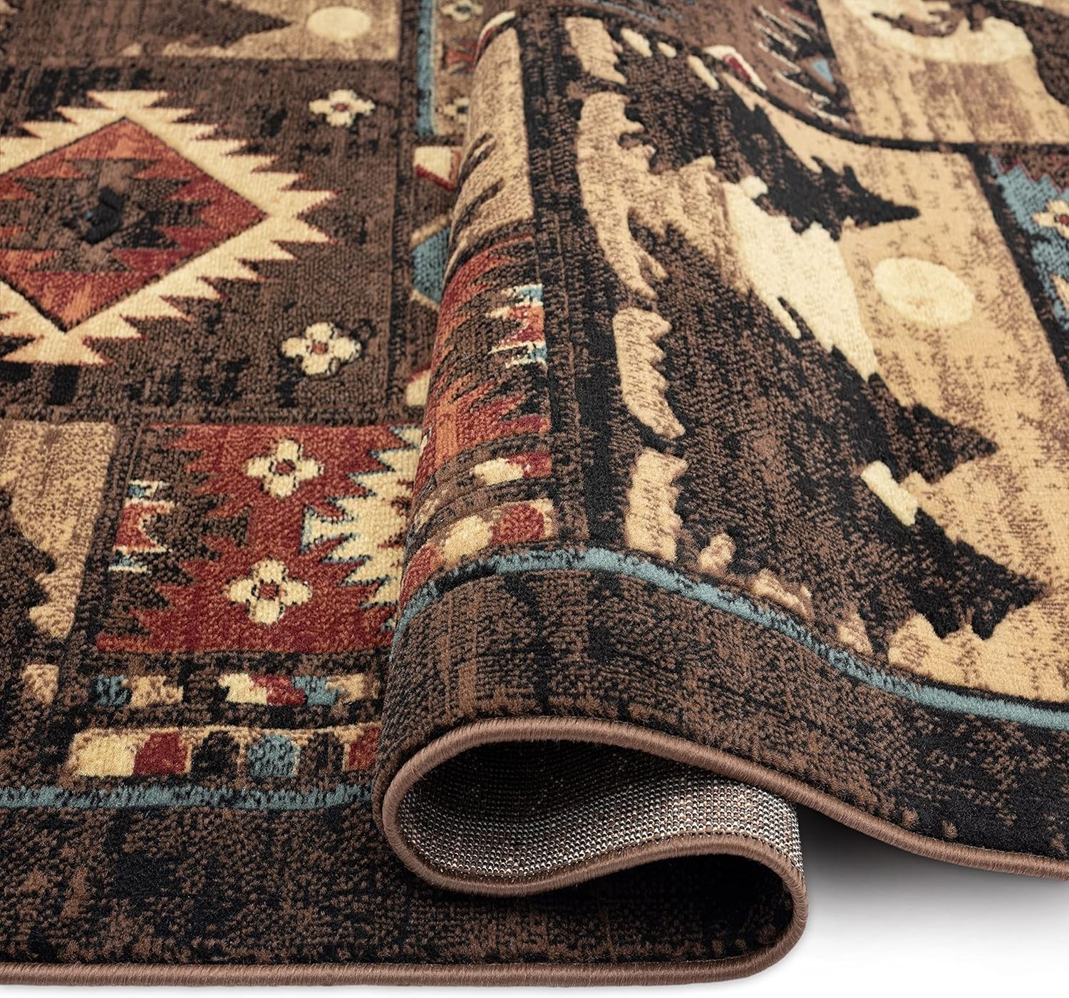 Buffalo Bear Area Rug, 1’10″x6’10”, Brown/ Red, Rectangular