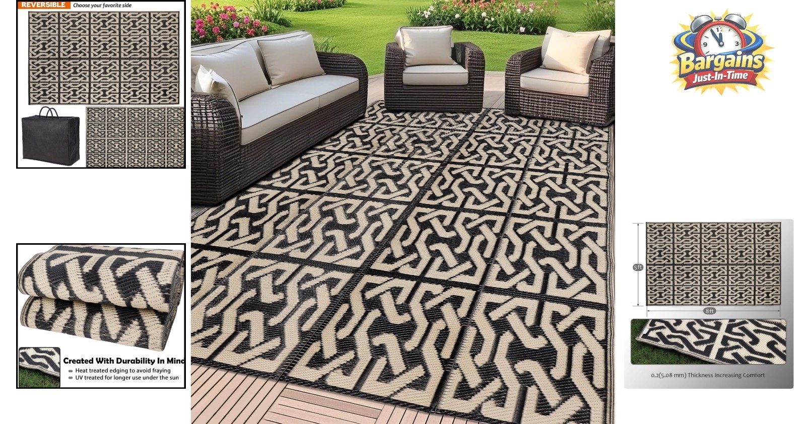 5′ x 8′ Modern Geometric Outdoor Mat – Lightweight & Portable for Any Occasion
