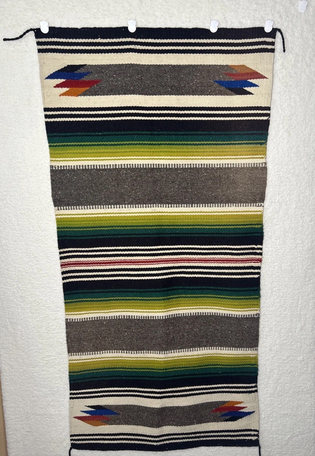 Southwest Design Acrylic Rug Beige Black Brown Blue Green Gold Gray NEW 29” X 60