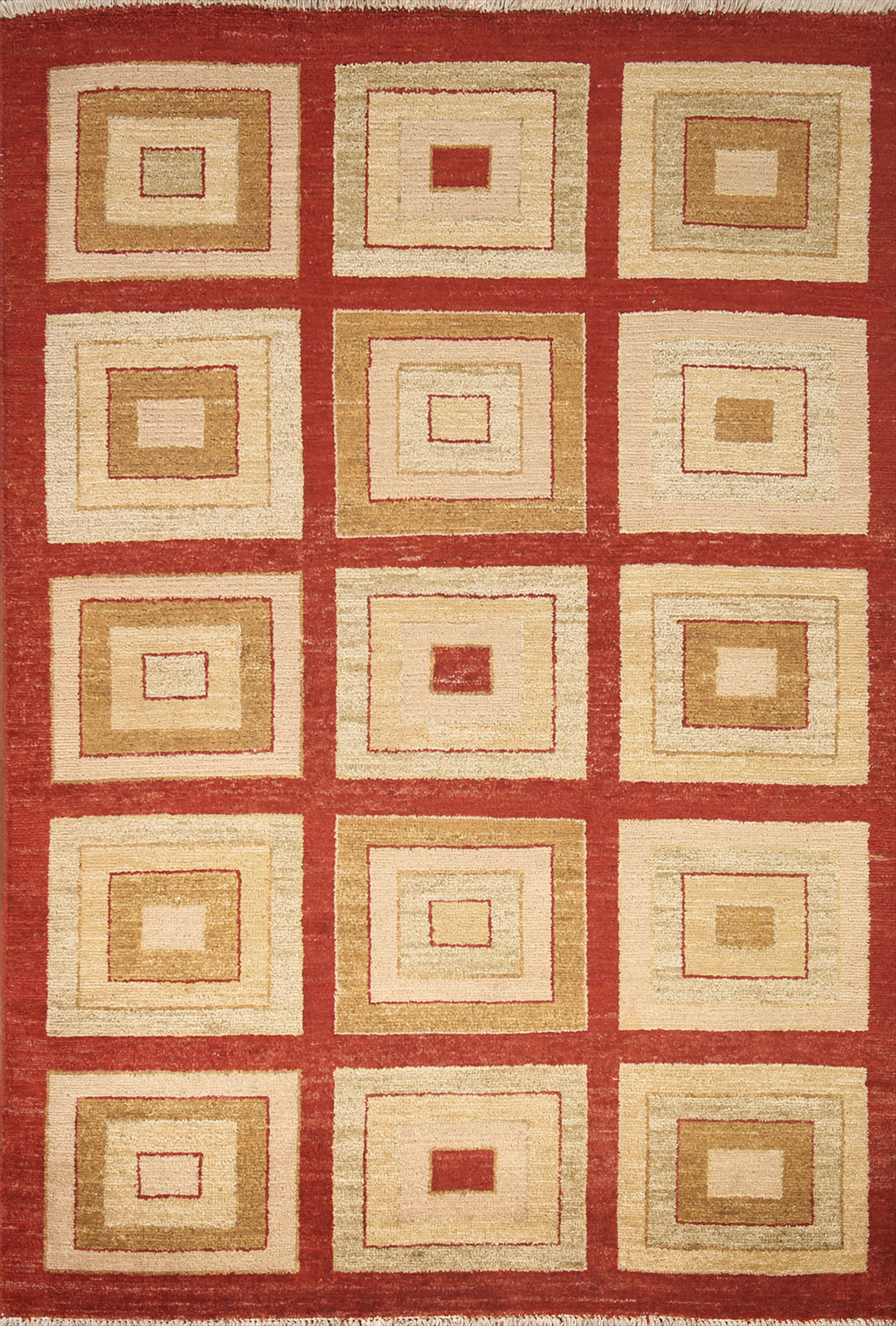 One-of-a-kind Rectangle Geometric Gabbeh Indian Rug Hand-knotted Wool 5×6 ft.