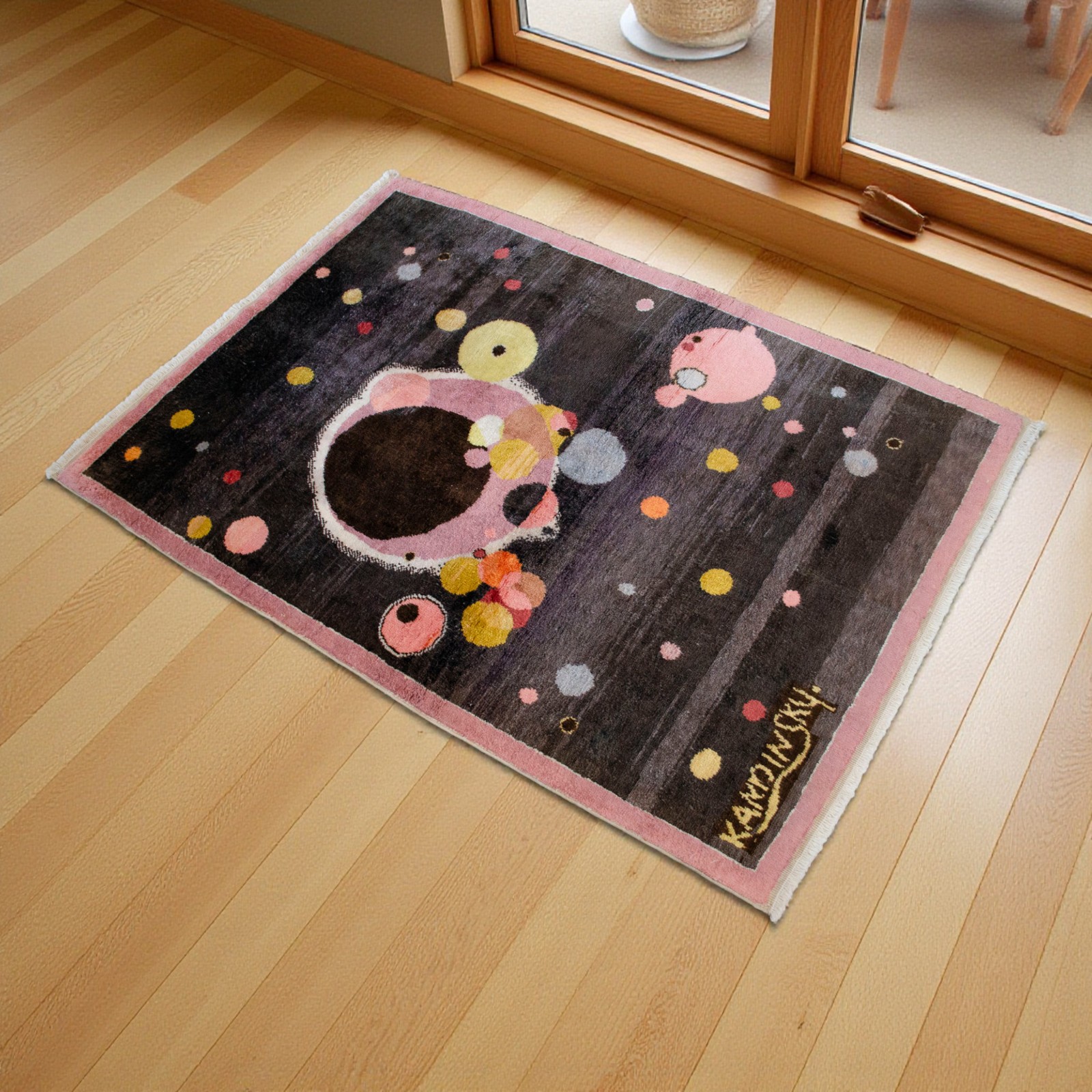 Kandinsky – Several Circles – Inspired Hand Knotted Area Rug Wall Rug 2′8″x3′10″