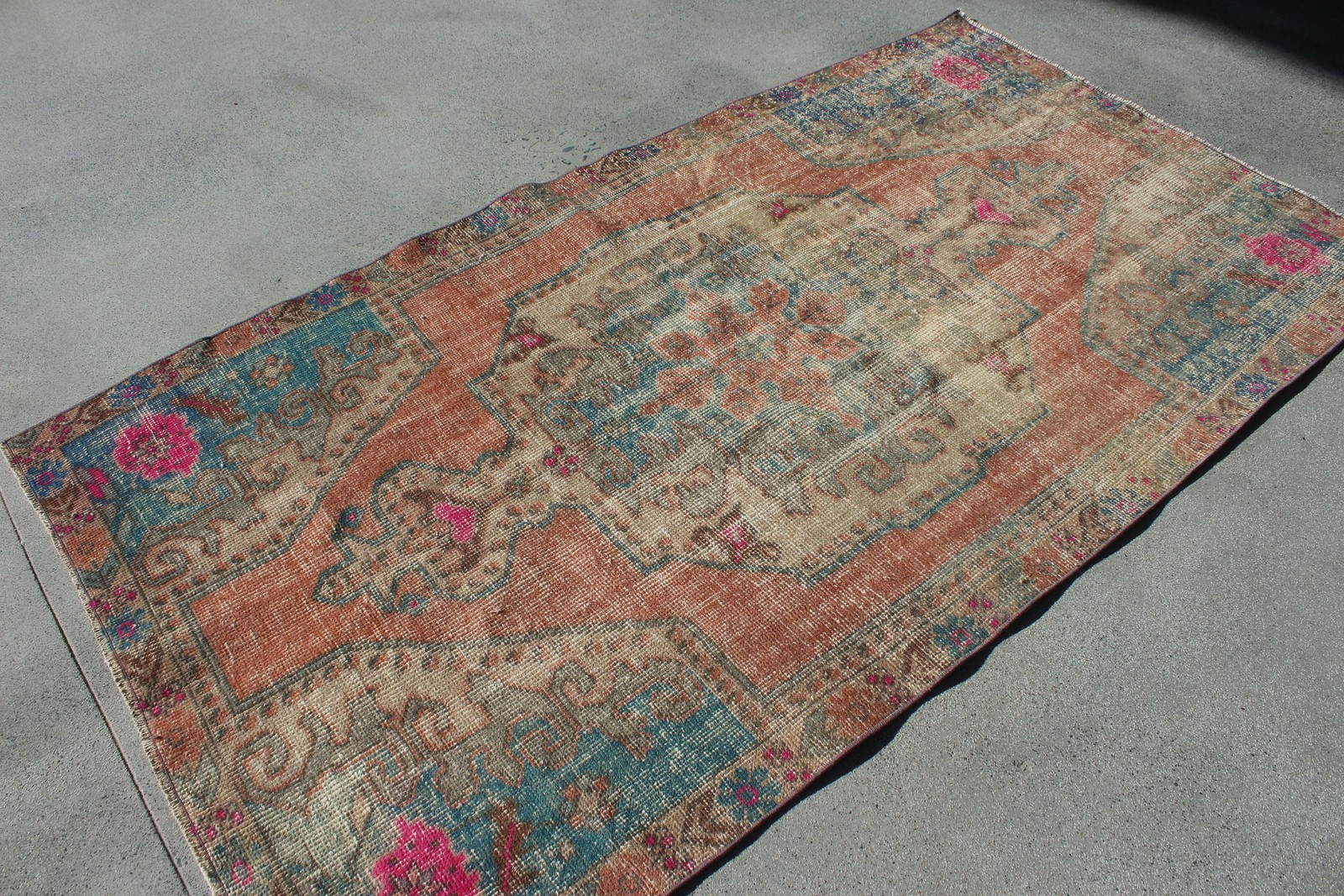 4,1×7,3 ft Turkish Vintage Rug, Area Rug, Brown Wool Rug
