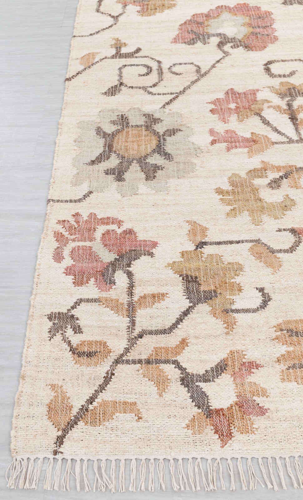 Jute Hand Woven High Quality Floral Style Bohemian Decor Flatweave Kilim Rug