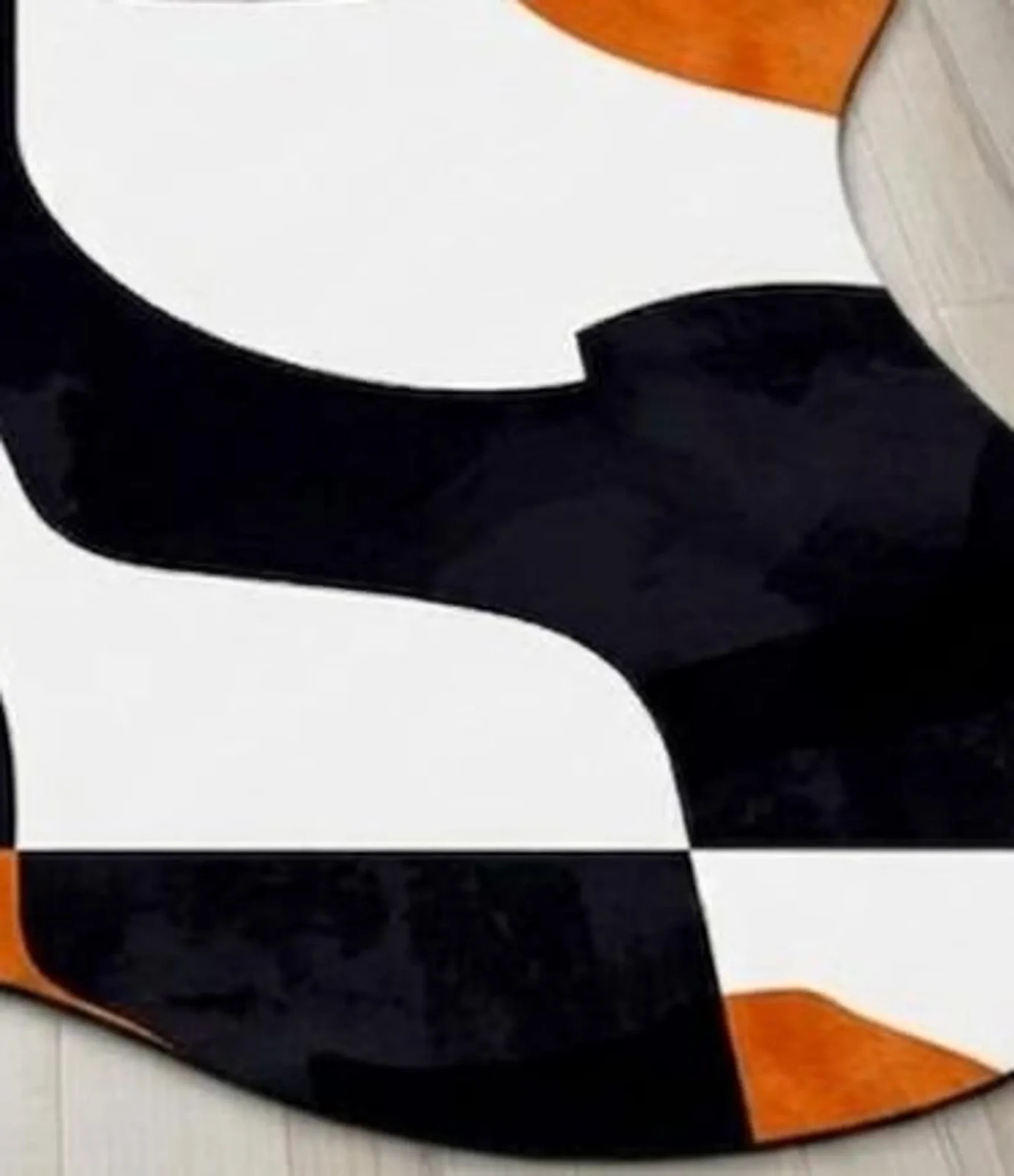 Hand Tufted Wool Area Rug, Luxury Bright Architectural Orange White Geometric