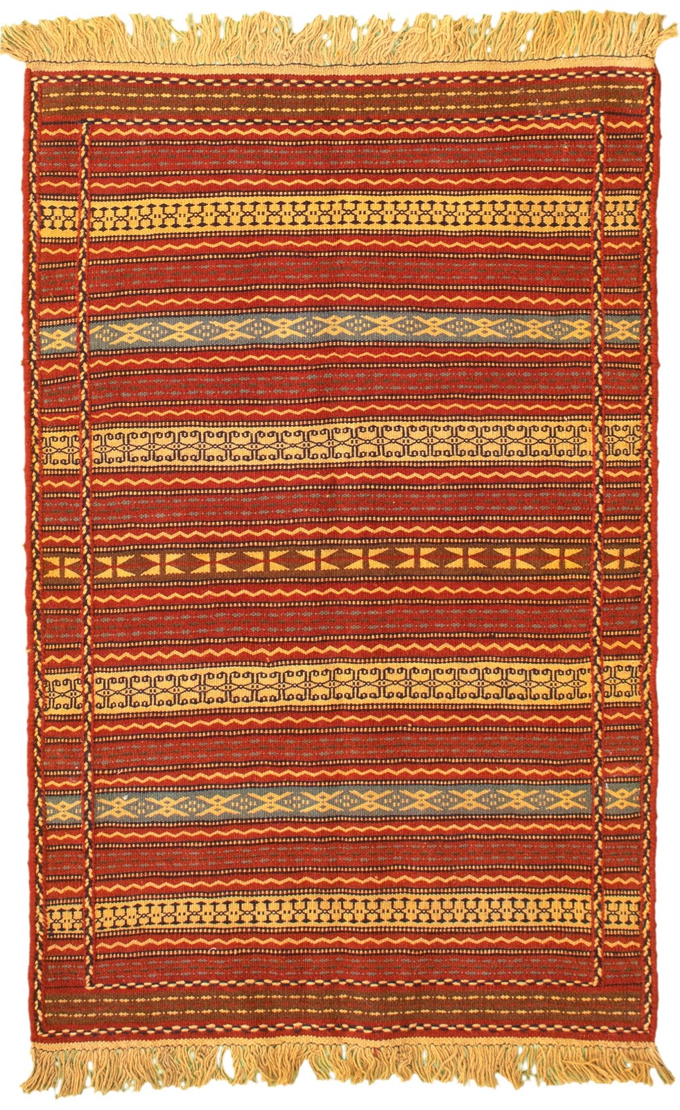 Vintage Hand Woven Area Rug 3’2″ x 4’10” Traditional Wool Oriental Carpet