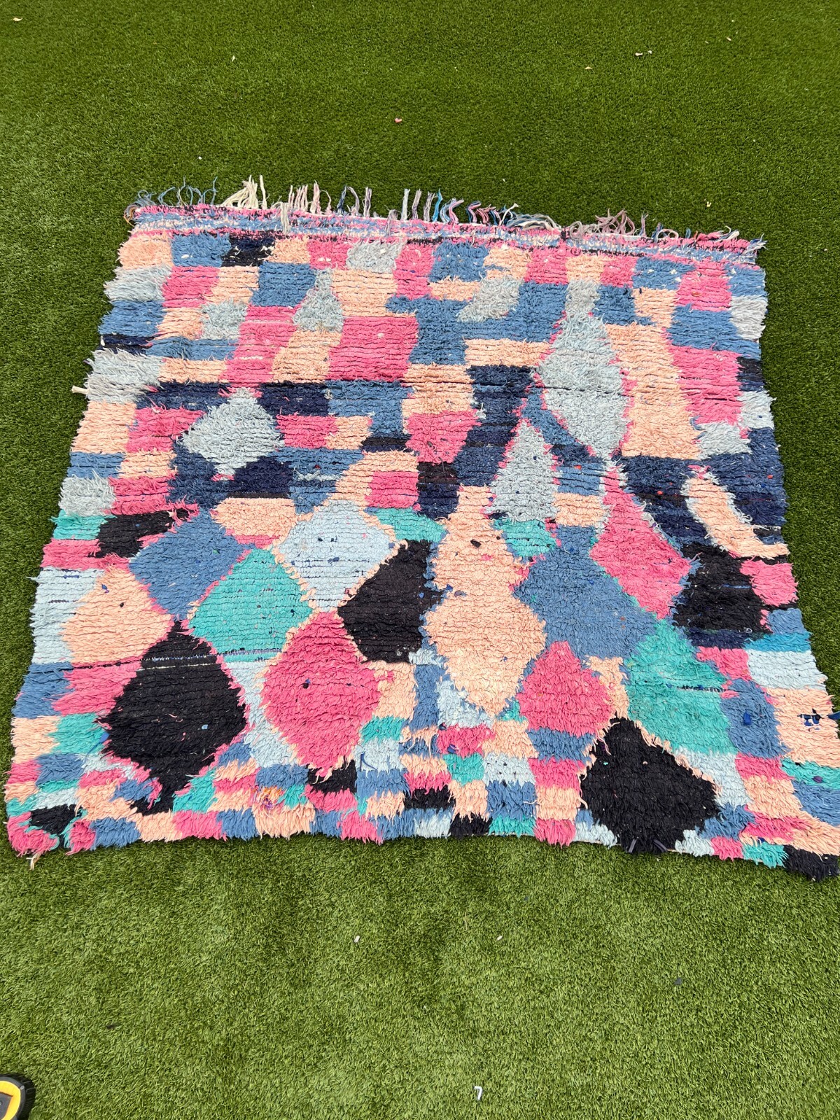 5×5 Boucherouite Moroccan Rug Runner Vintage Colorful Moroccan Carpet Cotton