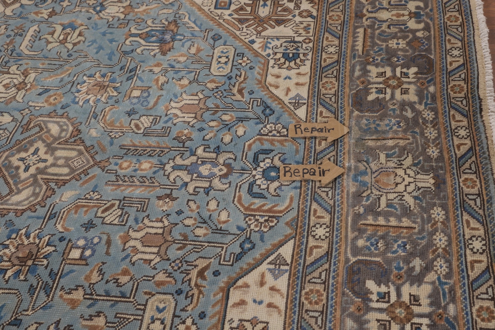Blue Overdyed Geometric Wool Traditional Living Room Rug 9×13 Handmade Carpet