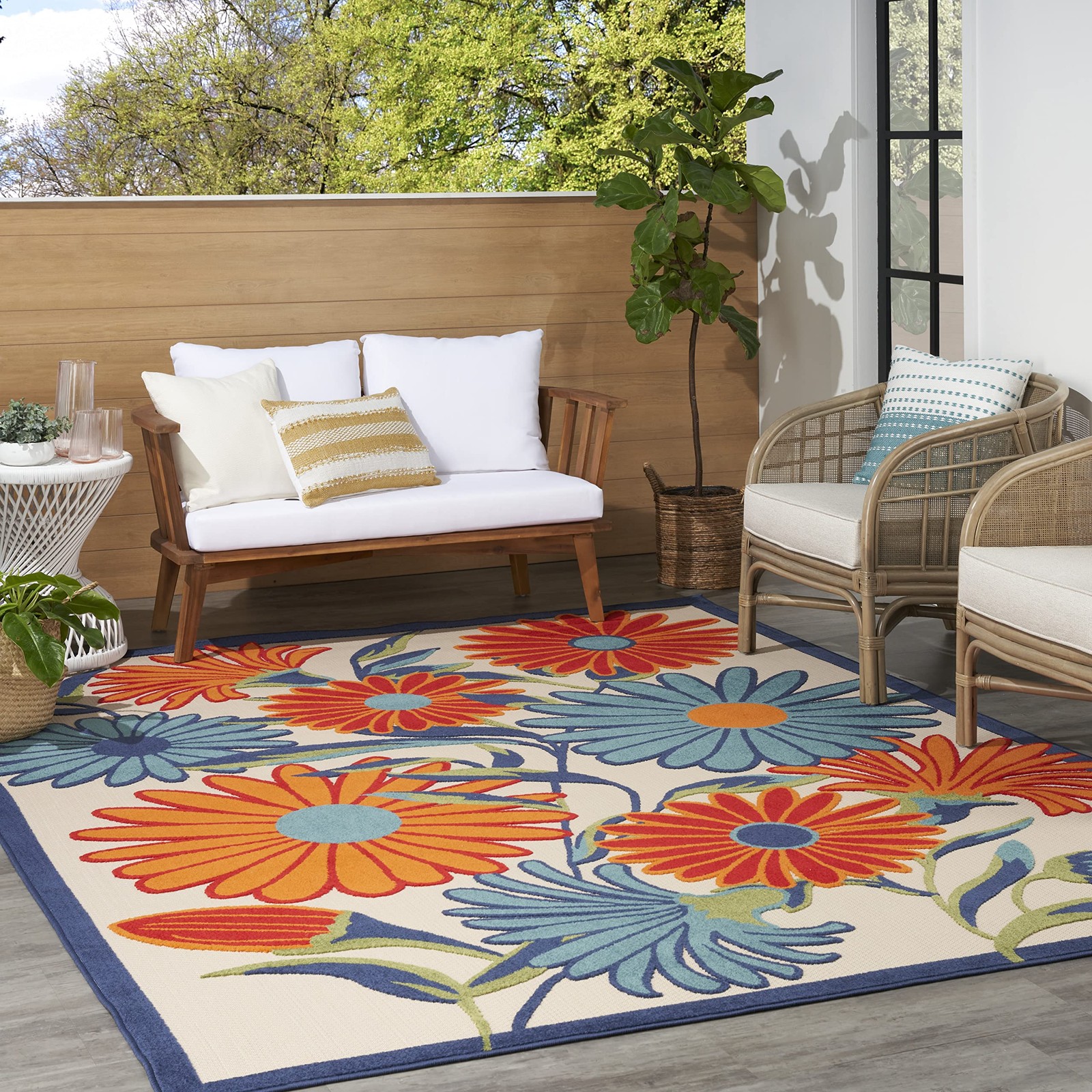 Home Aloha Multicolor 5’3″ x 7’5″ Area Rug – Easy Clean, Non Shedding, Bed Ro…