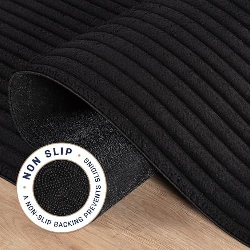 Non Slip Area Rug 2 x 3 Modern Durable Ultra Soft Ribbed Indoor Rugs for