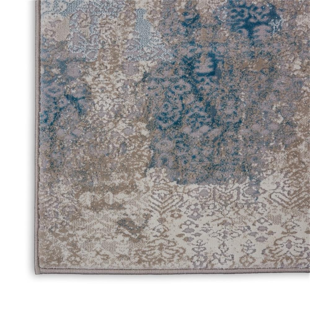 Pemberly Row 26″ x 90″ Fabric Indoor Rug in Ivory/Light Blue Finish