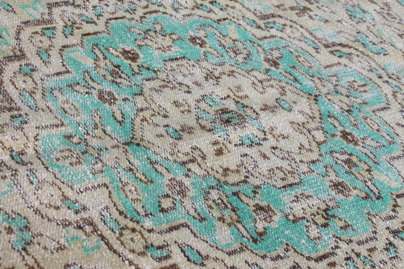 5,3×9,7 ft Large Turkish Rug, Vintage Rug, Blue Brown Ombré Wool Rug