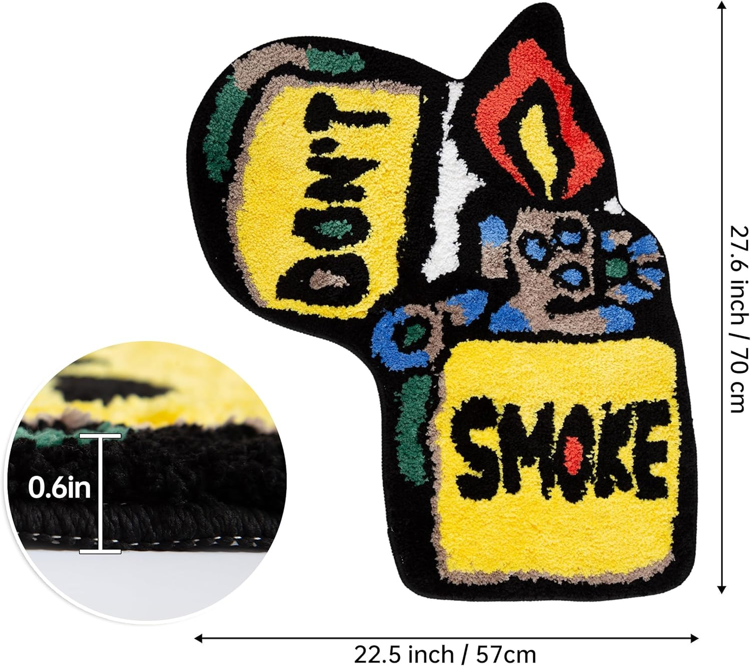 Yellow Lighter Don’T Smoke Flocking Rug Living Room Carpet Bathmat Bedside Rug S