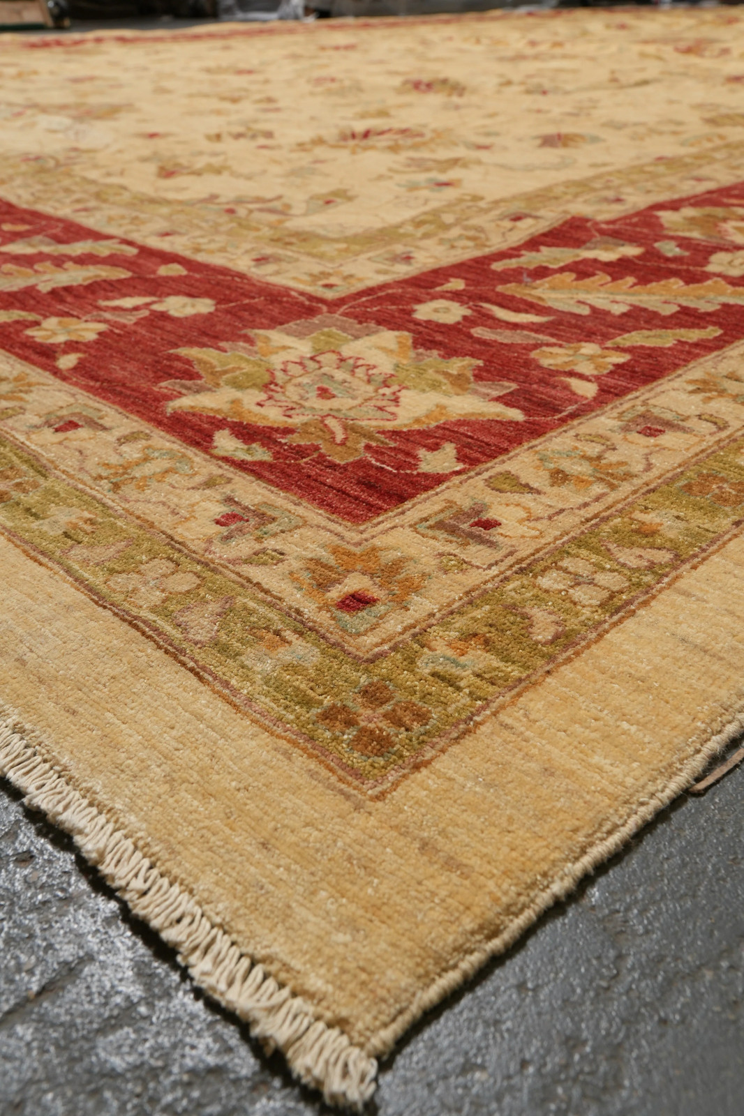 13 x 20 Wool Chobi Peshawar Rug Beige Coral #F-4510