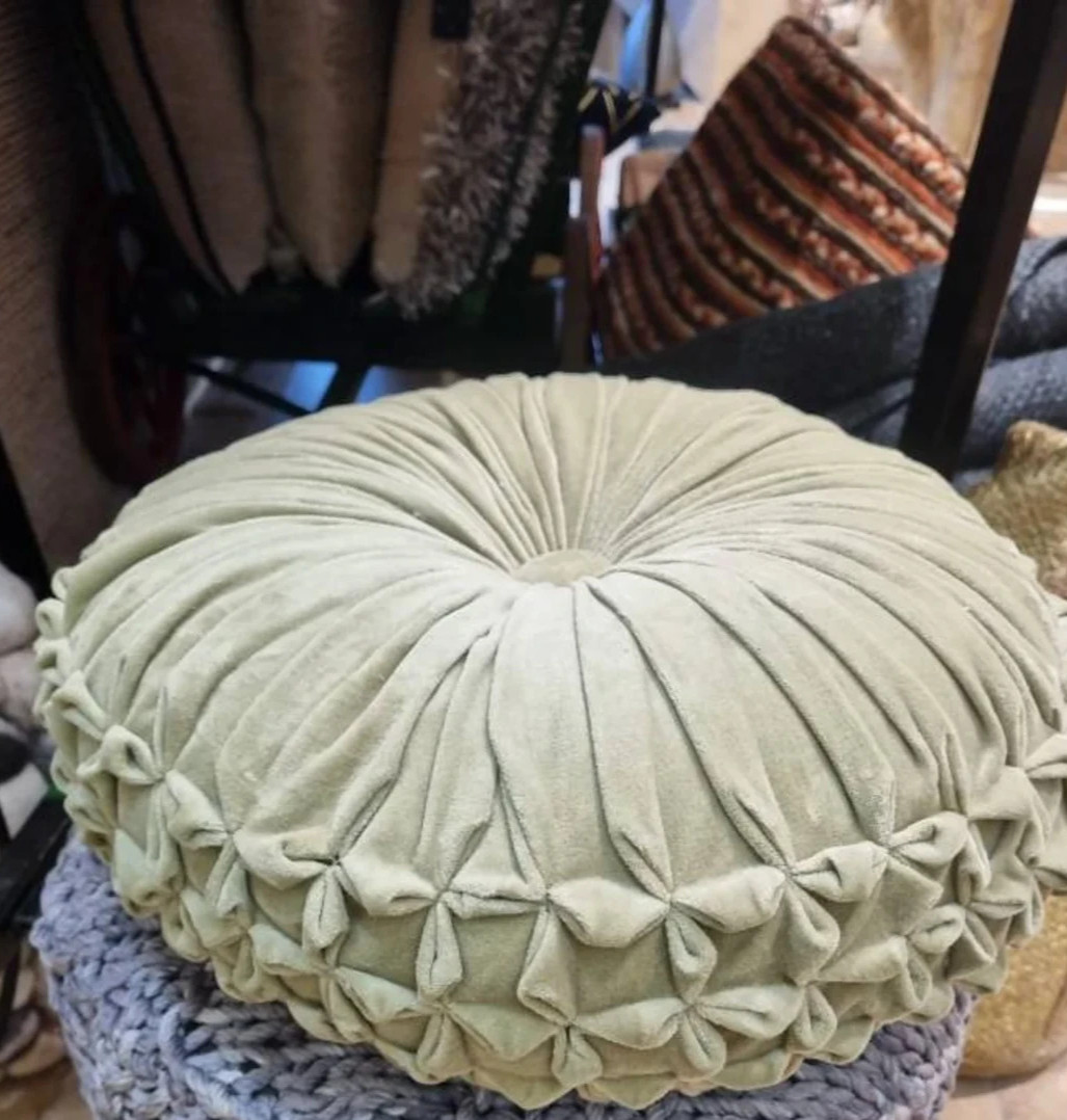 Round Velvet Cushion Round Pleated Cushion Velvet Floor Cushion Throw Pillow