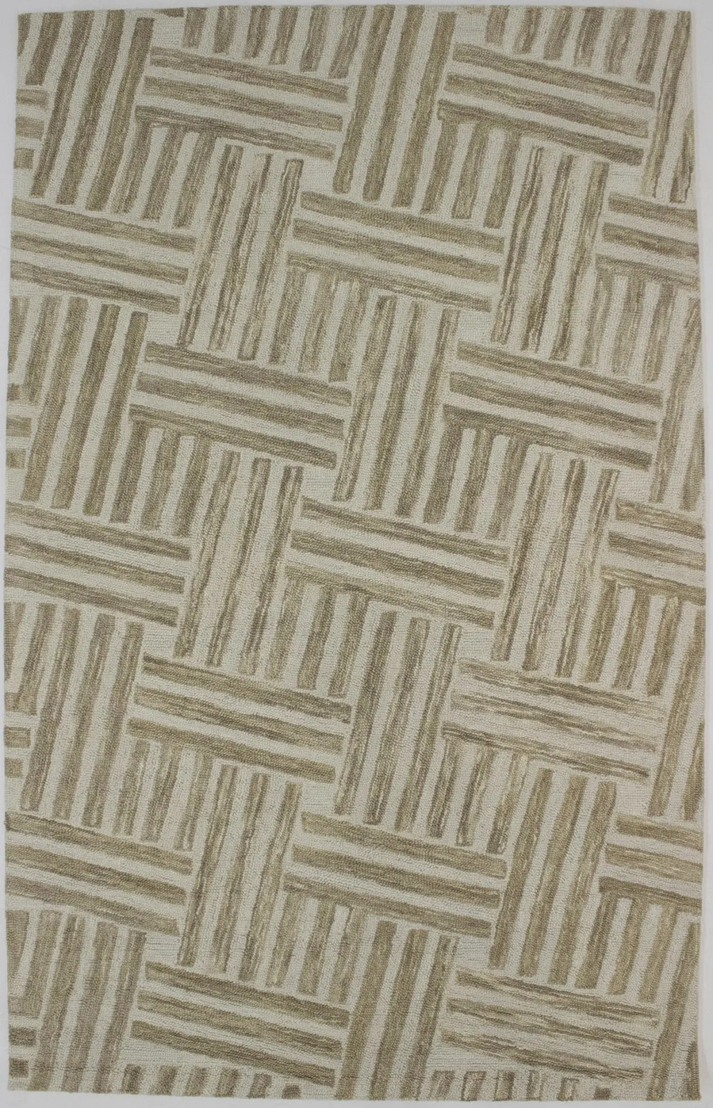 5X8 Hand-Knotted Tan Geometric Wool Area Rug Modern Abstract Oriental Carpet