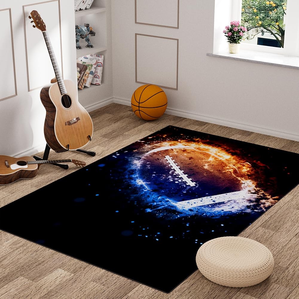American Football Print Area Rug,Modern Flannel Microfiber Non-Slip Floor Mat…