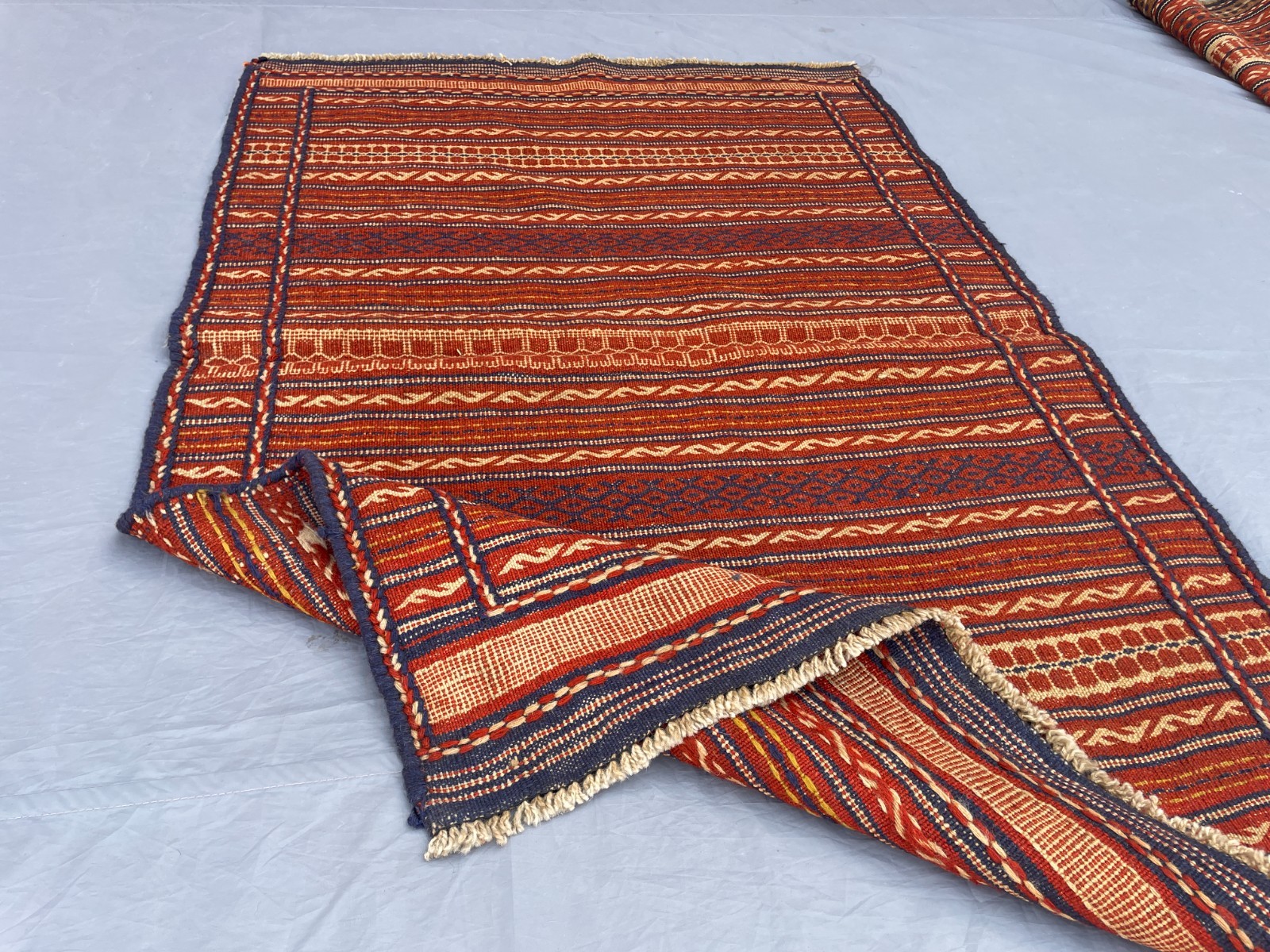 3’3 x 5 Ft One Of A Kind Tribal Flatweave Kilim Rug – Rustic Striped Geometric