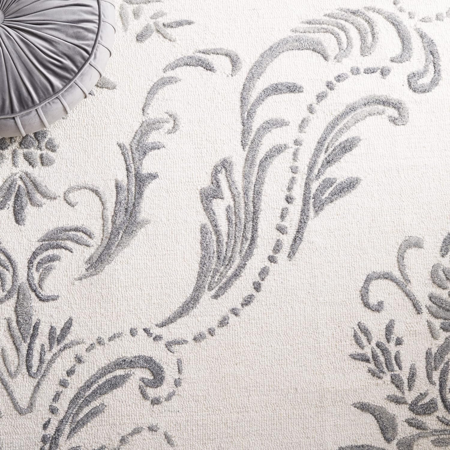 Jardin Collection 5′ X 8′ Handmade Wool Area Rug – Ivory & Grey