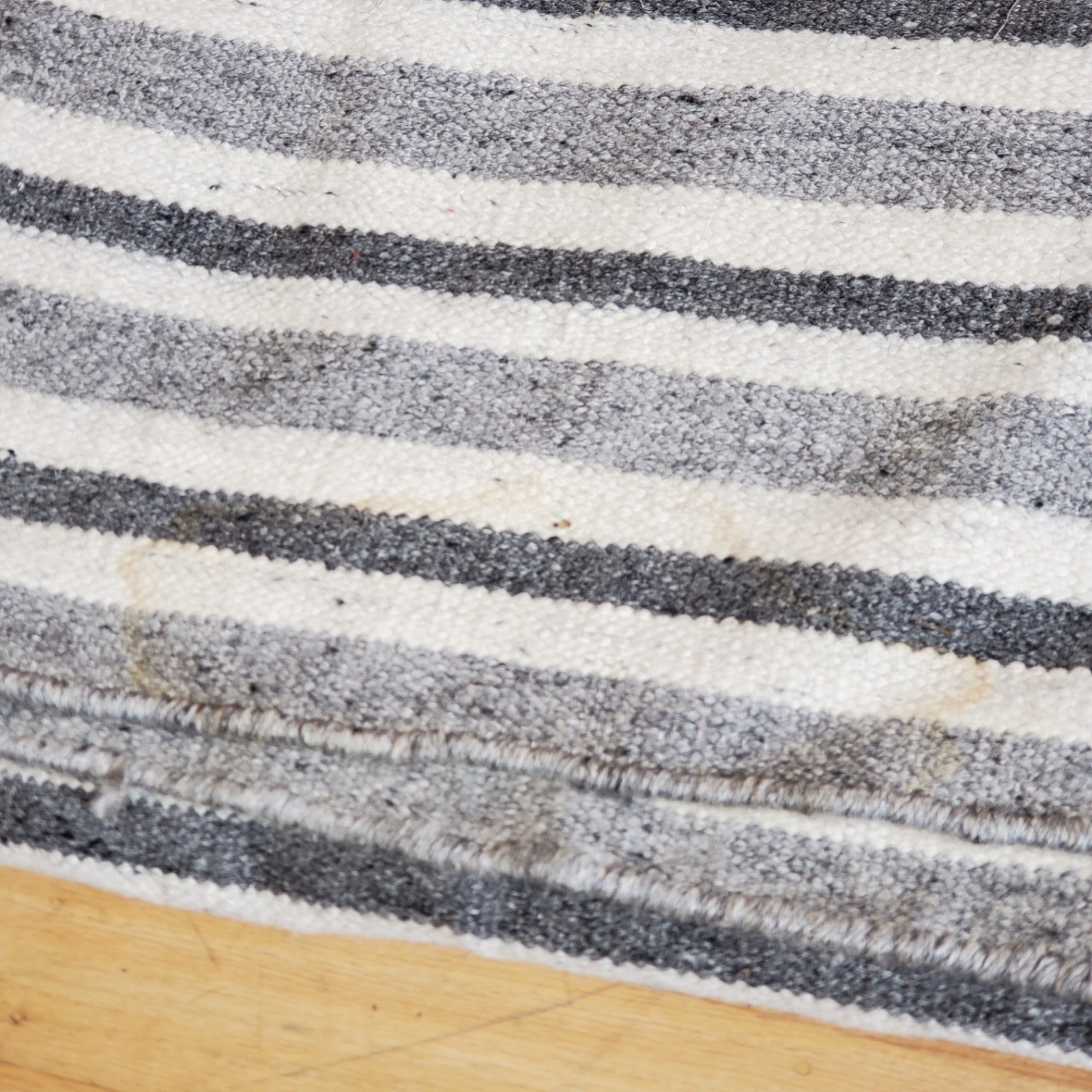 Soleimani Restoration Hardware RH Double Pinstripe Grey Wool/Viscose Rug 10’X14′