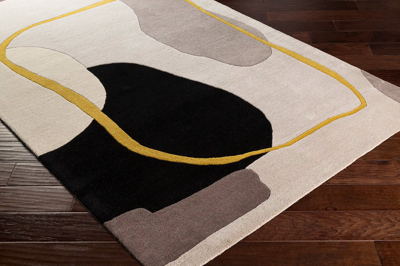 Hand Tufted Queen’s Gray and Mustard Wool Rug