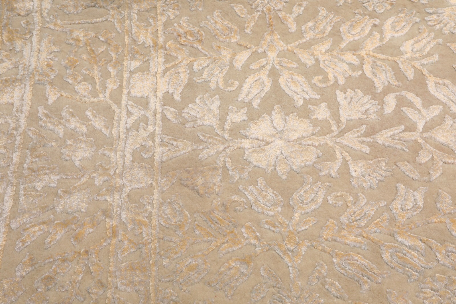 Hand Knotted 100% Wool Contemporary Tibetan Area Rug Ivory 4’3″ x 5’10”