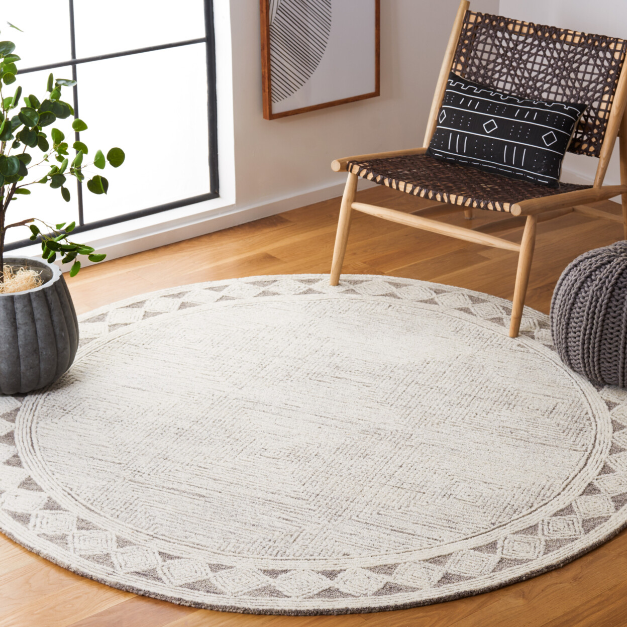 SAFAVIEH Abstract Collection ABT349F Ivory / Grey Rug