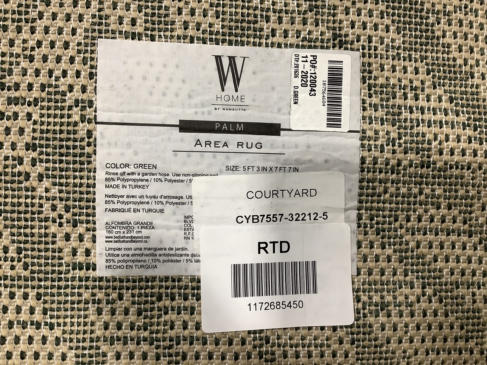 BEIGE / GREEN 5′-3″ x 7′-7″ Damaged Rug Reduced Price 1172685450 CYB7557-32212-5