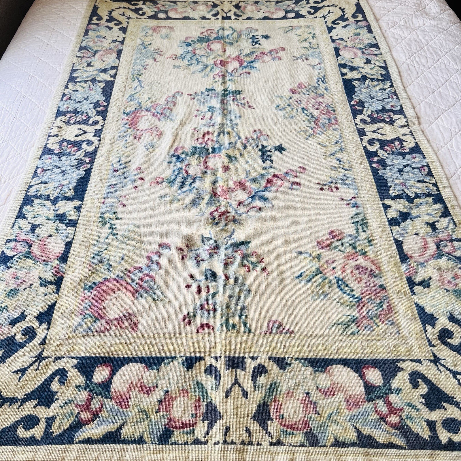 Vintage Traditional Aubusson Style Rug Tapestry Weave Area Rug 40”x60” (3.3’x5’)