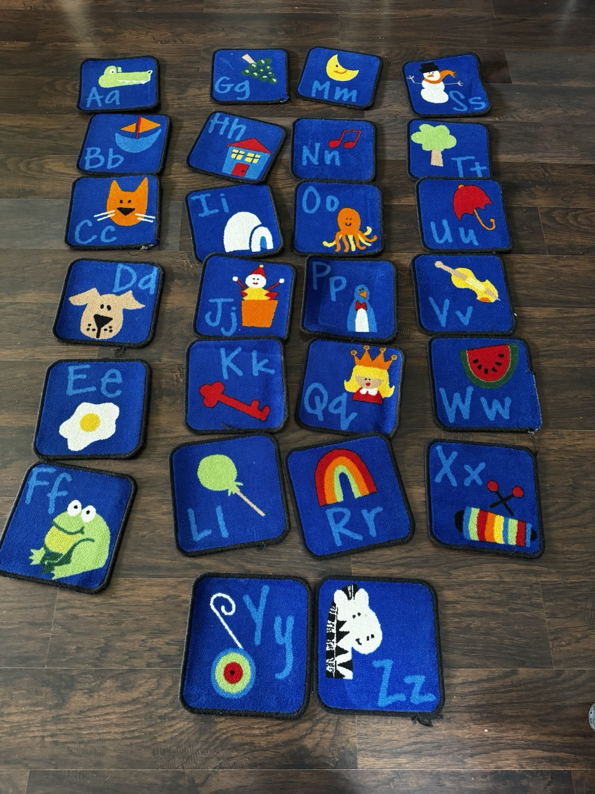 Alphabet Classroom Carpet Squares Set of 26 Kids ABC Rugs 12×12 Preschool
