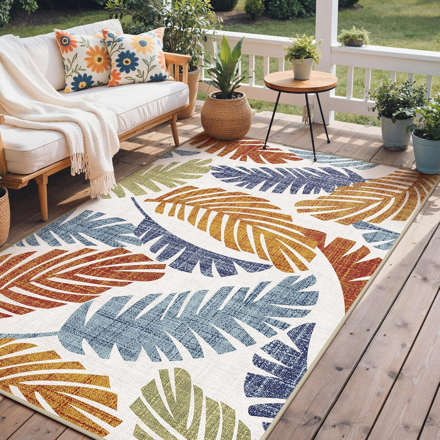 Outdoor & Indoor Area Rug 6’X9′, Waterproof, Non-Shedding, Easy