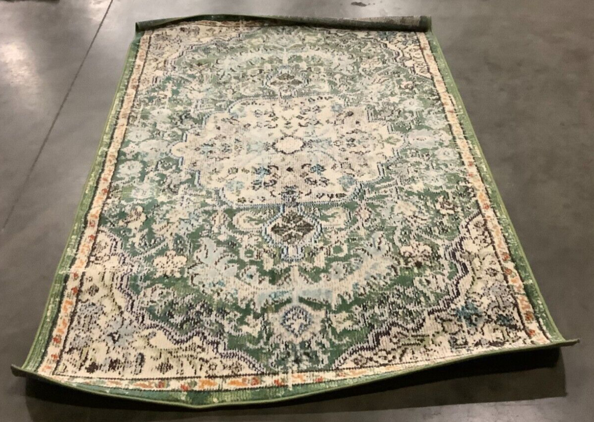 GREEN / TURQUOISE 4′ X 6′ Back Stain Rug, Reduced Price 1172667514 MAD447Y-4