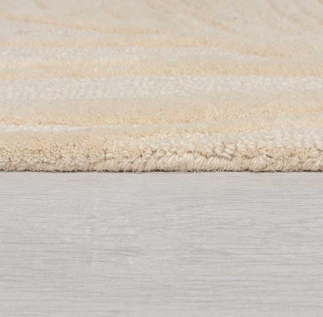 Natural Circumflex Rug 100% Wool Area Rug Hand-Tufted Palm Leaf Designer Carpet