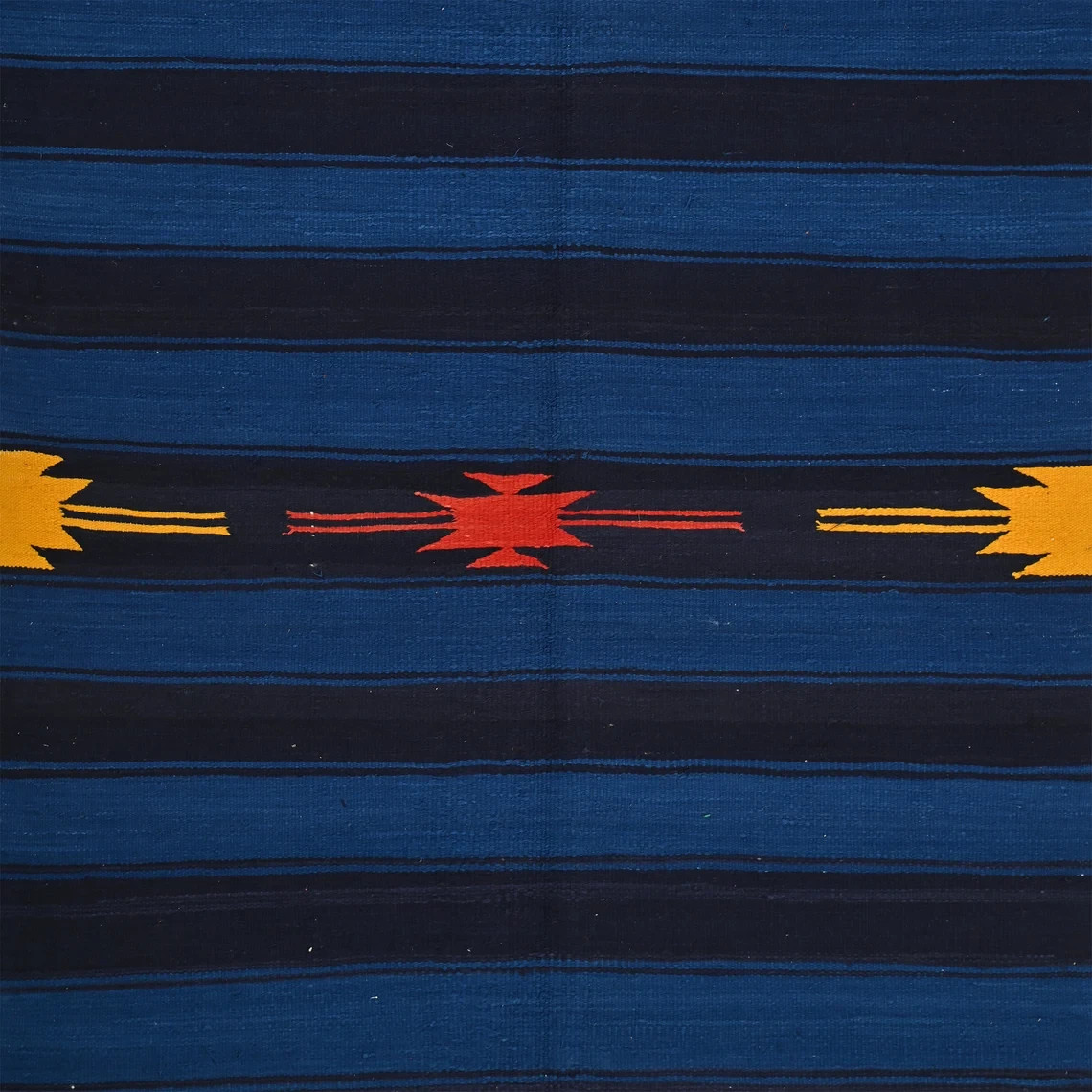 Blue Tribal Punjabi Dhurrie Rug Handmade Cotton Flat Weave Boho Area Rug 3.3×6