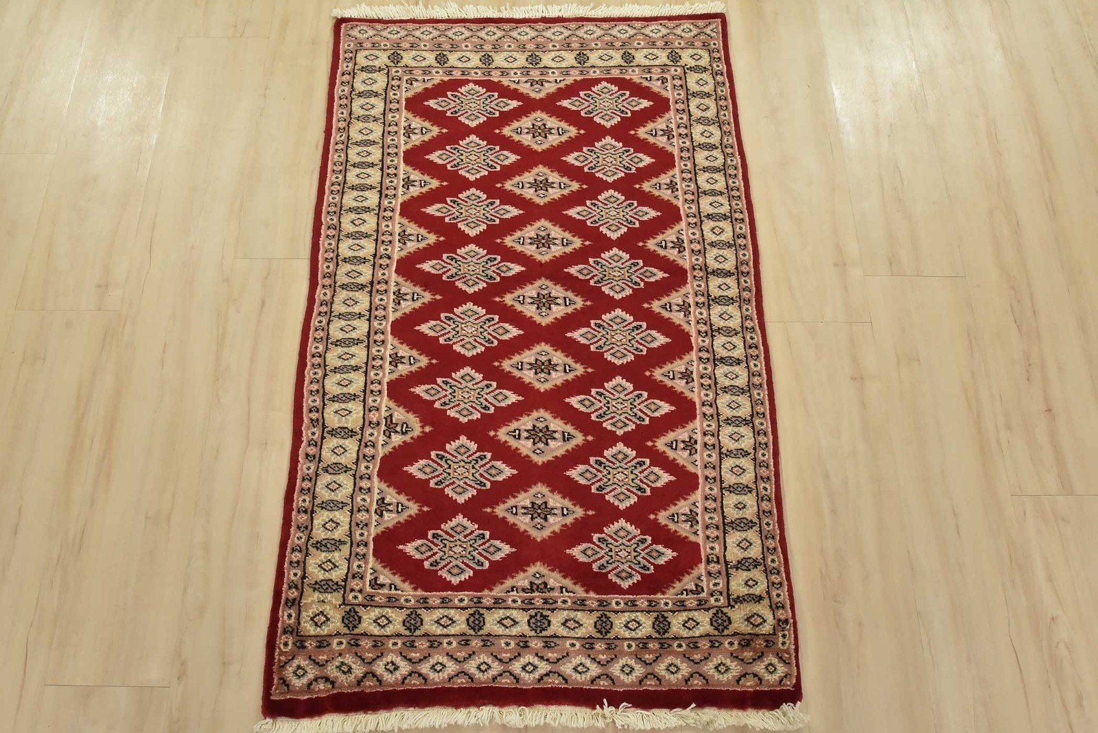 Bokhara Jaldar Rug 2’7” x 4’3” Red Wool Tribal Hand-Knotted Oriental Carpet