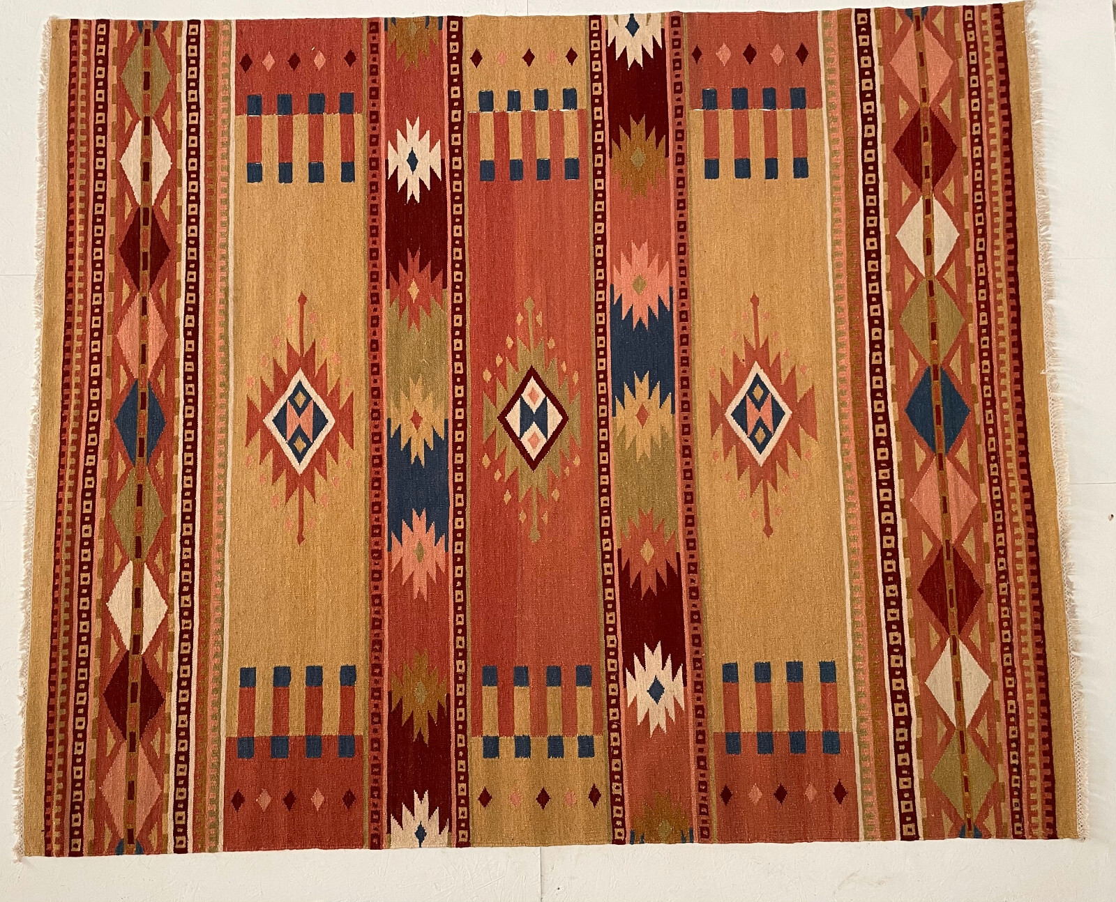 Wool Kilim Southwestern Hand woven Flat Weave Reversible rug 1210. *NEW*