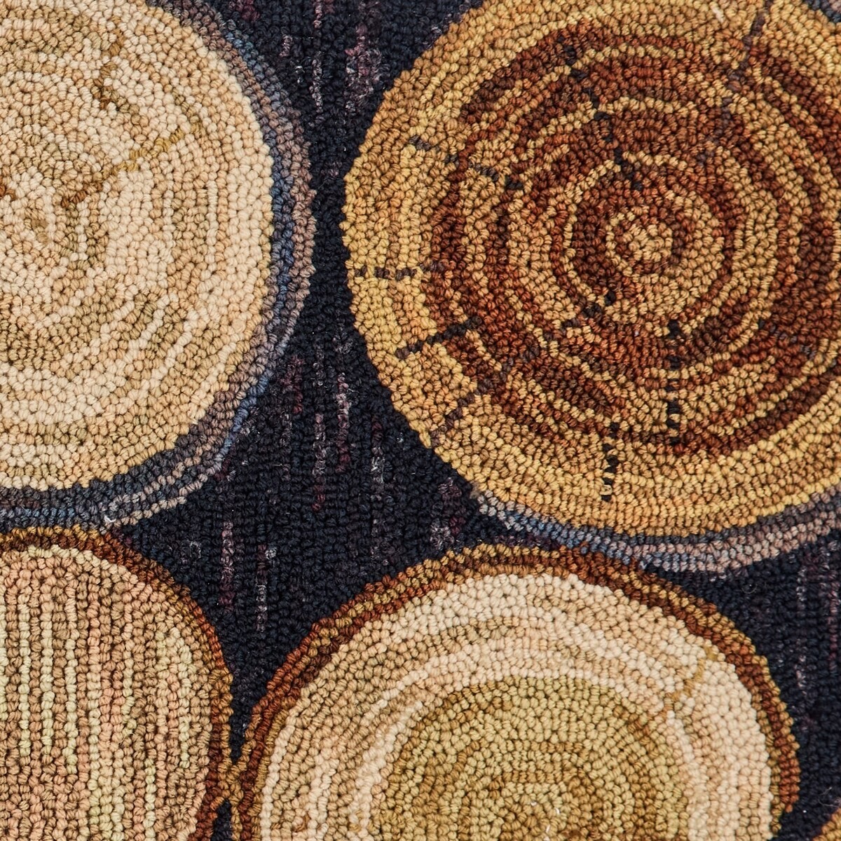 Wood Slices Rustic Polyester Country Cottage Cabin Hooked Accent Rug 24″x36″
