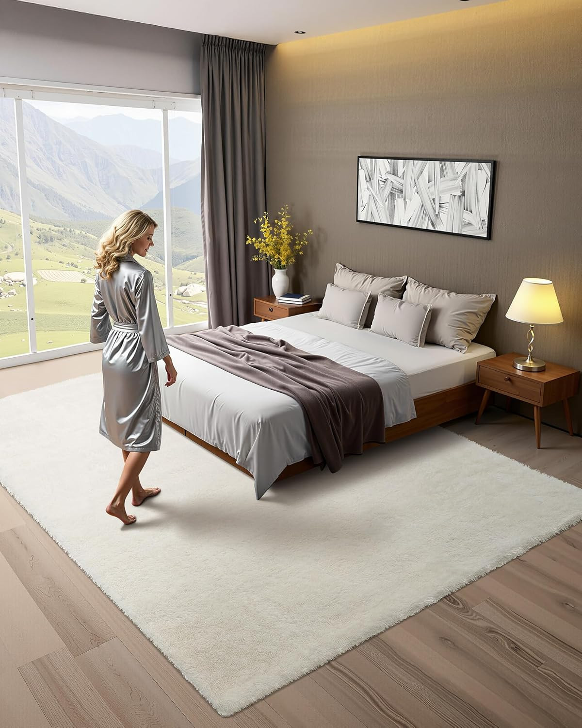 8X10 Ft Area Rugs Living Room, Indoor Plush Area Rug Carpet Fluffy with Triple-L