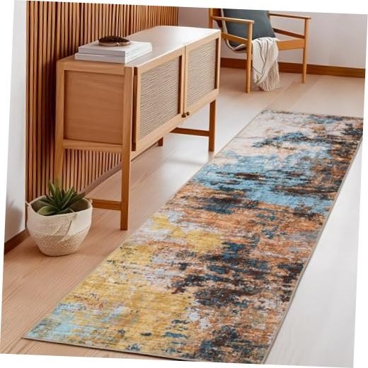 Washable Area Rugs 2×6 Non-Slip Abstract Runner Rugs, Ultra-Soft Low Pile
