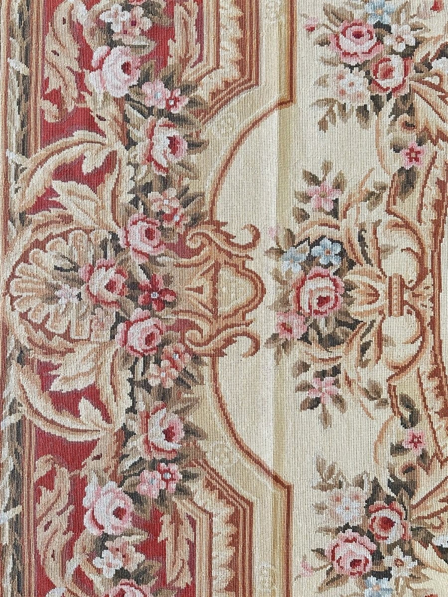 6×9 French Needlepoint Wool Rug – Aubusson Floral Medallion – Free US Shipping