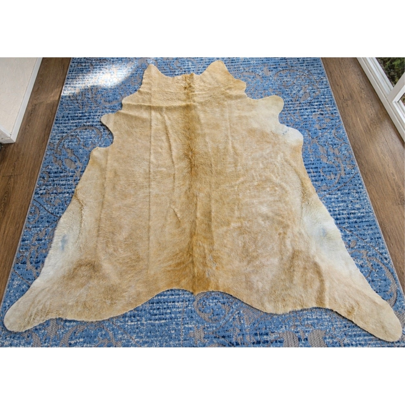 Brazilian Cowhide Rug Palomino Light Tan Natural Hair On Hide Western Decor XL