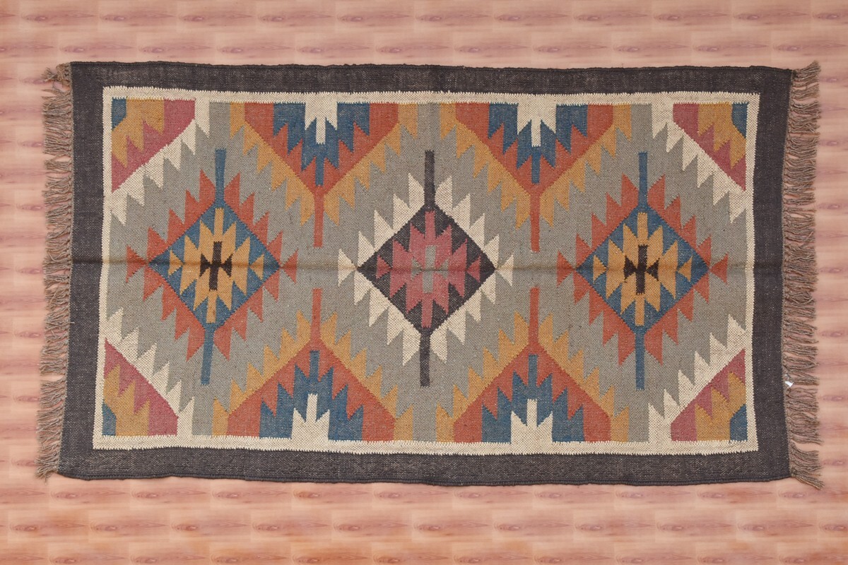 Tribal Kilim 3×5 Jute Wool Bedroom Floral Area Rug Geometric Hand Woven