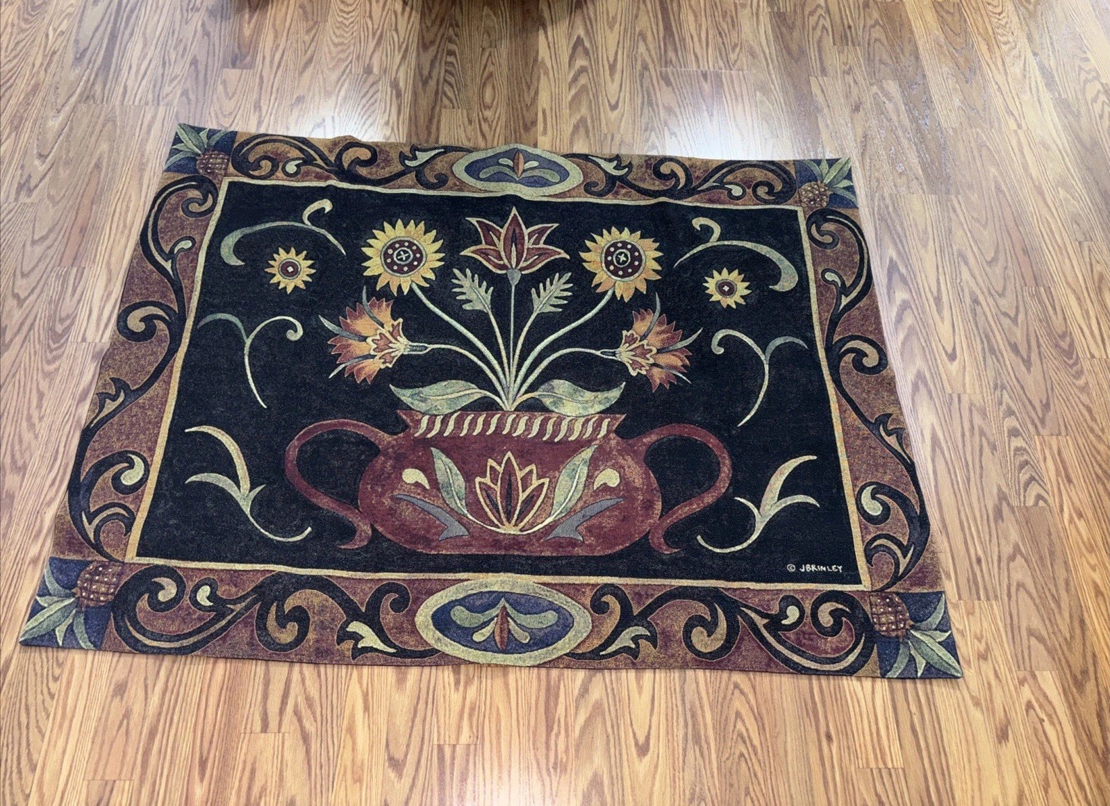 Vintage Ornate Potted Folk Floral Stunning Tapestry Style Home Decor Tapestry